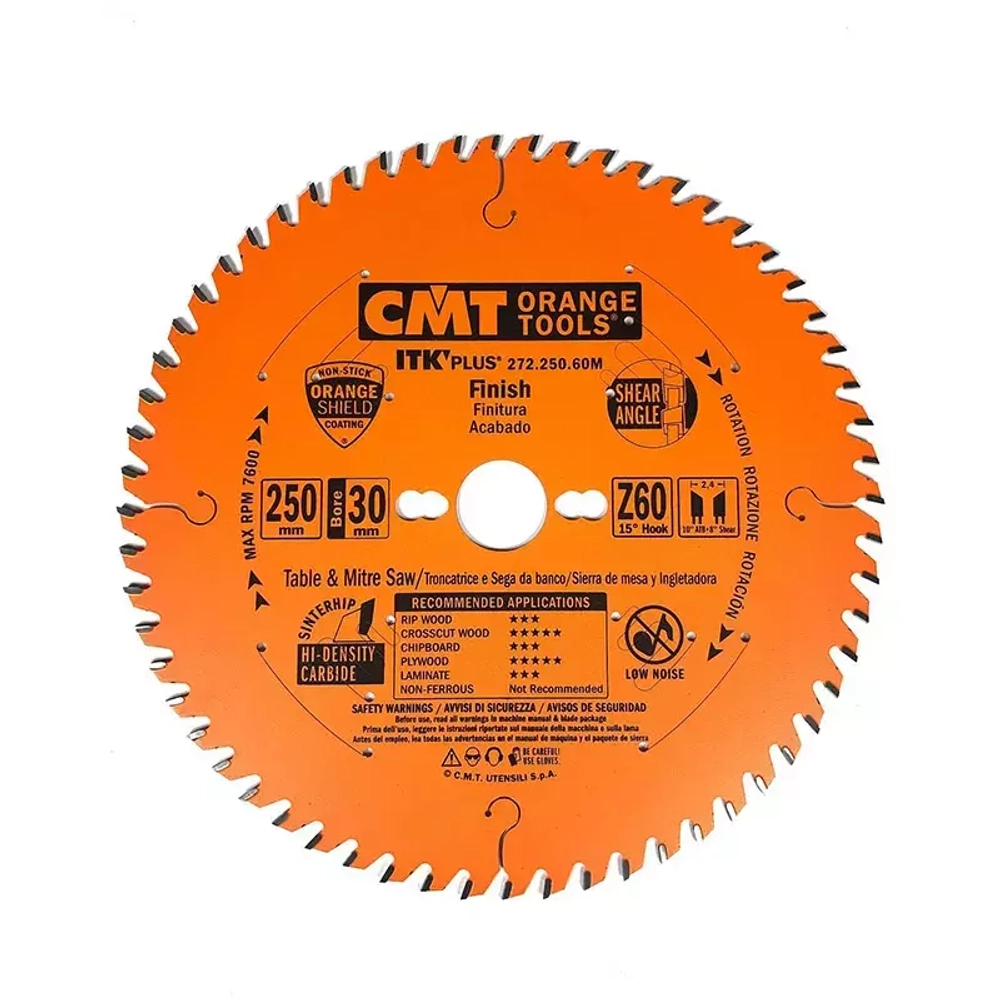 Диск пильный CMT 250x30x2,4/1,6 15° 10° ATB + 8° SHEAR Z=60 272.250.60M