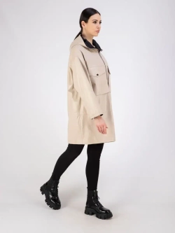 Пальто из натуральной кожи с капюшоном