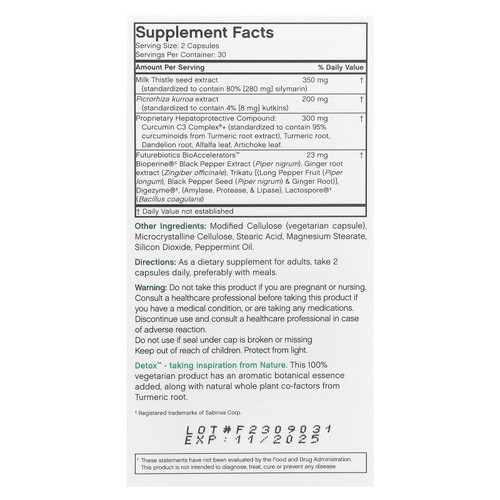 Futurebiotics, Detox, ежедневная поддержка печени, 60 вегетарианских капсул