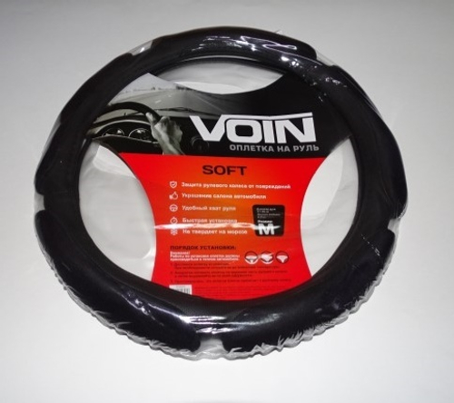 Оплетка руля M 37-38 см спонж  SOFT  черная (VOIN)