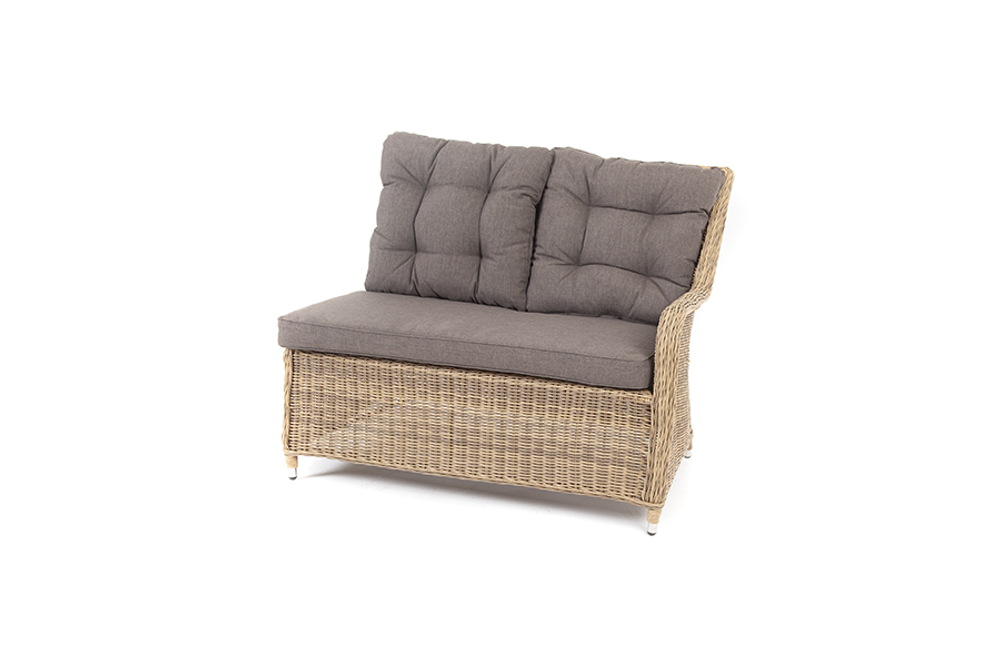 Бергамо, плетеный левый модуль дивана, диван коричневый/соломенный, искусственный ротанг