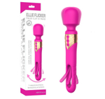 Розовый двусторонний wand-вибратор с функцией фингеринга - 26 см.