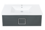 Тумба с раковиной La Fenice Cubo Grigio 100 см FNC-01-CUB-G-100 серо-зеленая матовая