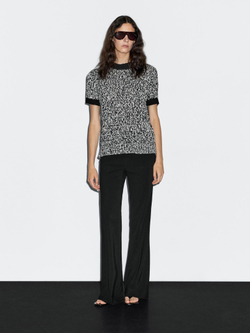 Massimo Dutti Свитер в рубчик с короткими рукавами, черный