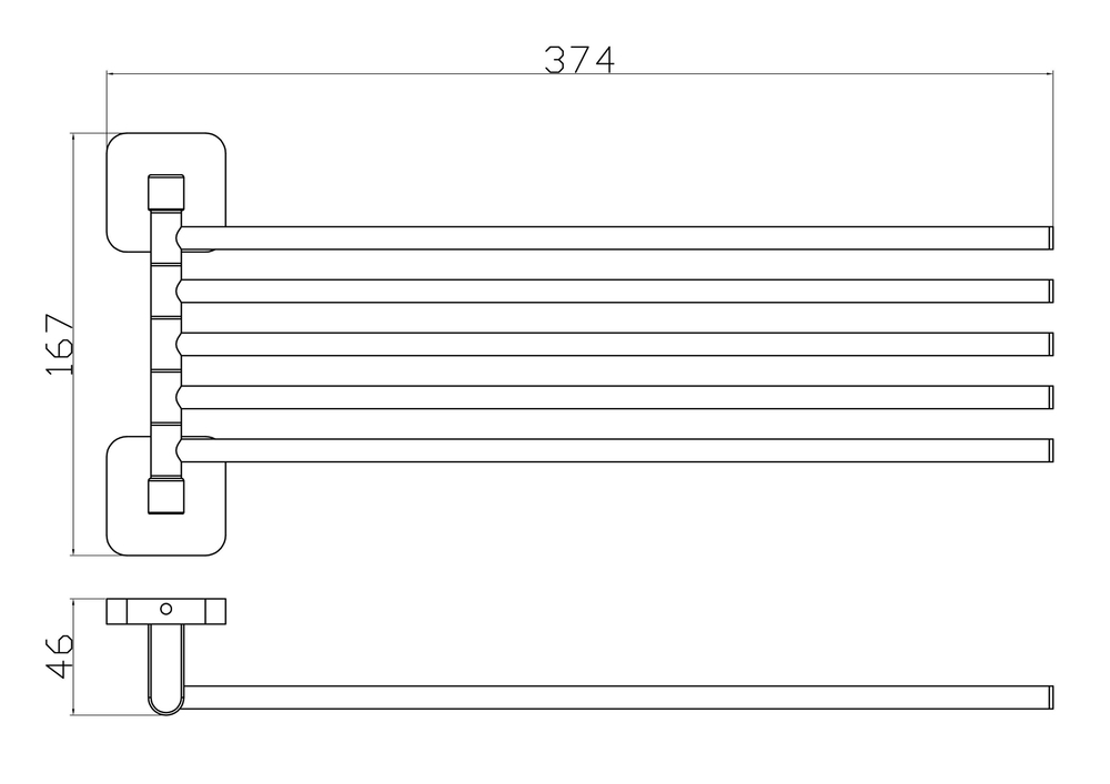 Полотенцедержатель поворотный WONZON & WOGHAND STILL, Хром (WW-6661)