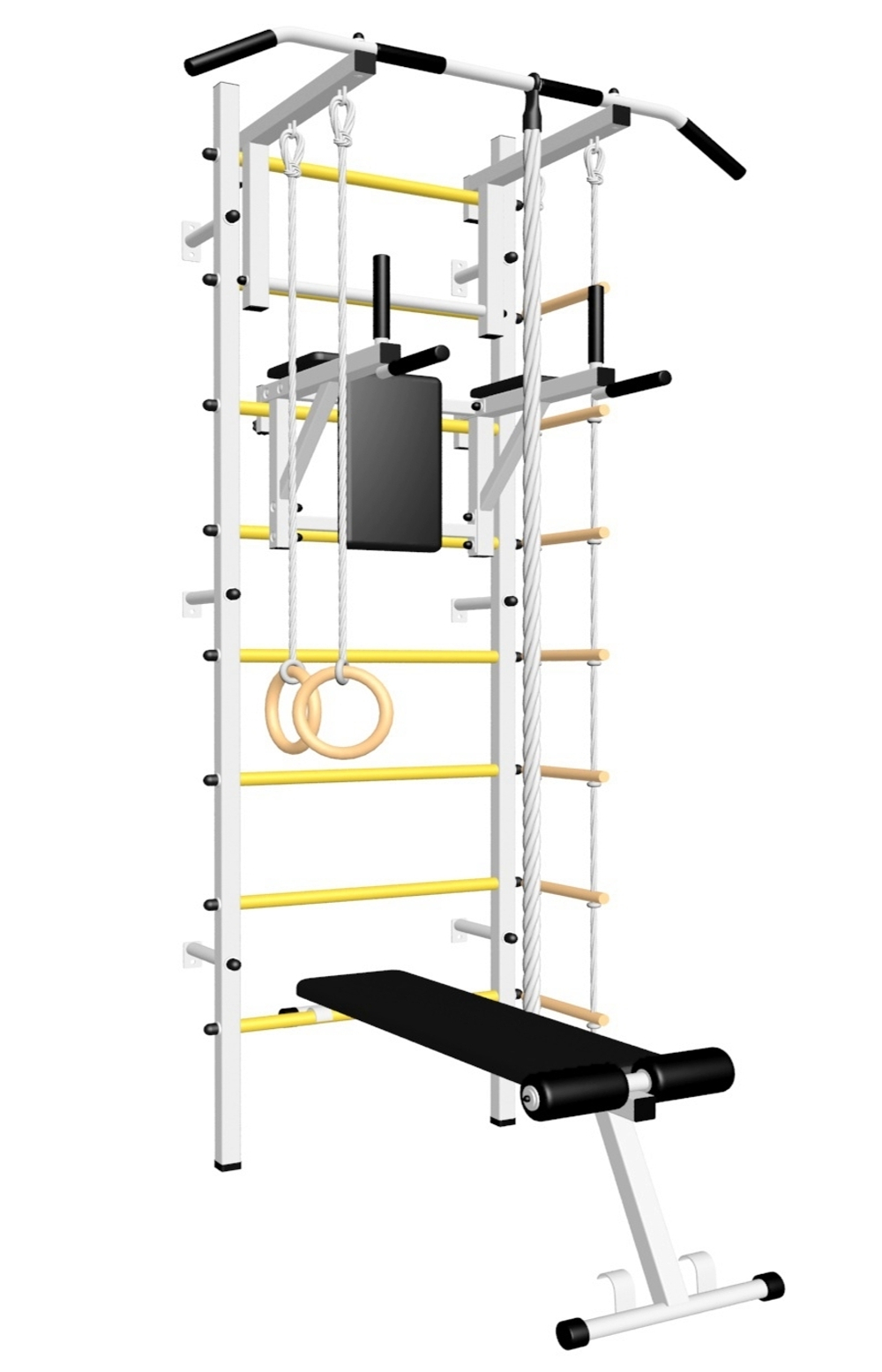 Шведская стенка Sv Sport 506 (Турник стандарт/Брусья/Скамья/Канат/Кольца/Лестница)