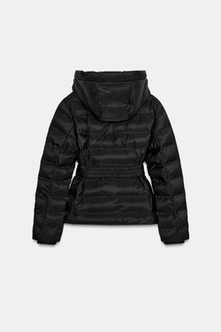 ZARA КОРОТКИЙ ПРИТАЛЕННЫЙ АНОРАК WATER REPELLENT WINDPROOF, ЧЕРНЫЙ