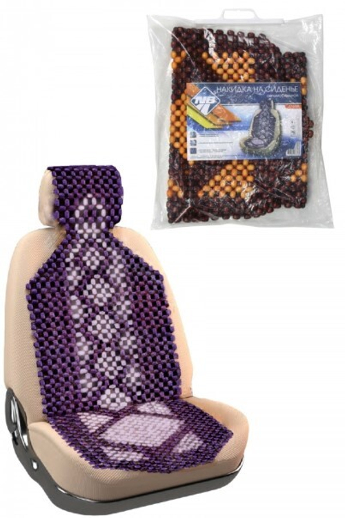 Накидка на сиденье массажная (дерев.) с подголовником, покрытая лаком, с рисунком (136 х 52 см) (Nova Bright)