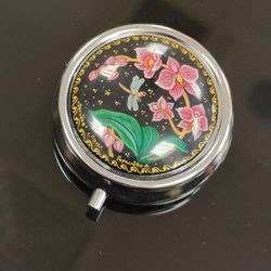 Сувенирный контейнер для хранения мелочей с ручной росписью Палех "Орхидея"