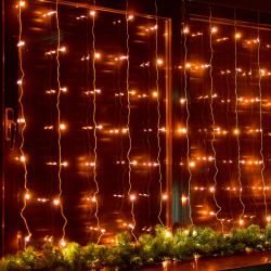 ULD-C3020-160-DTA AMBER IP20 Занавес светодиодный. 3х2м. 160 светодиодов. Янтарный свет. Провод прозрачный. TM Uniel