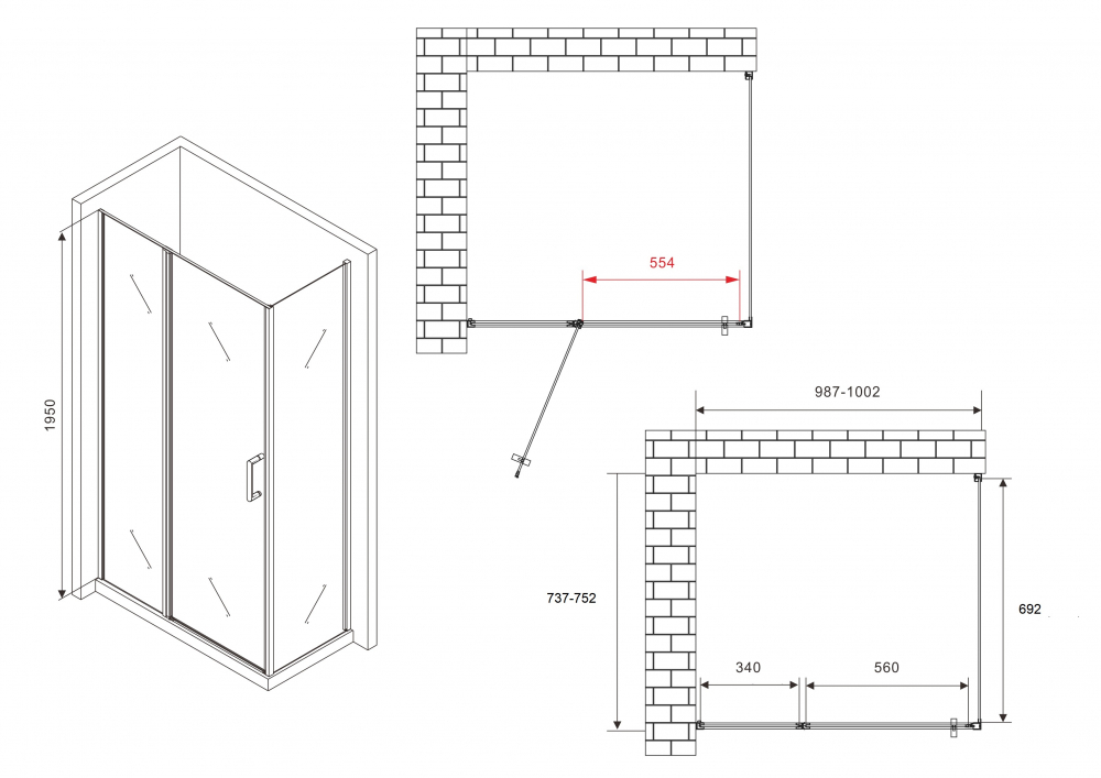Душевой уголок ABBER Sonnenstrand AG04100BS-S75B