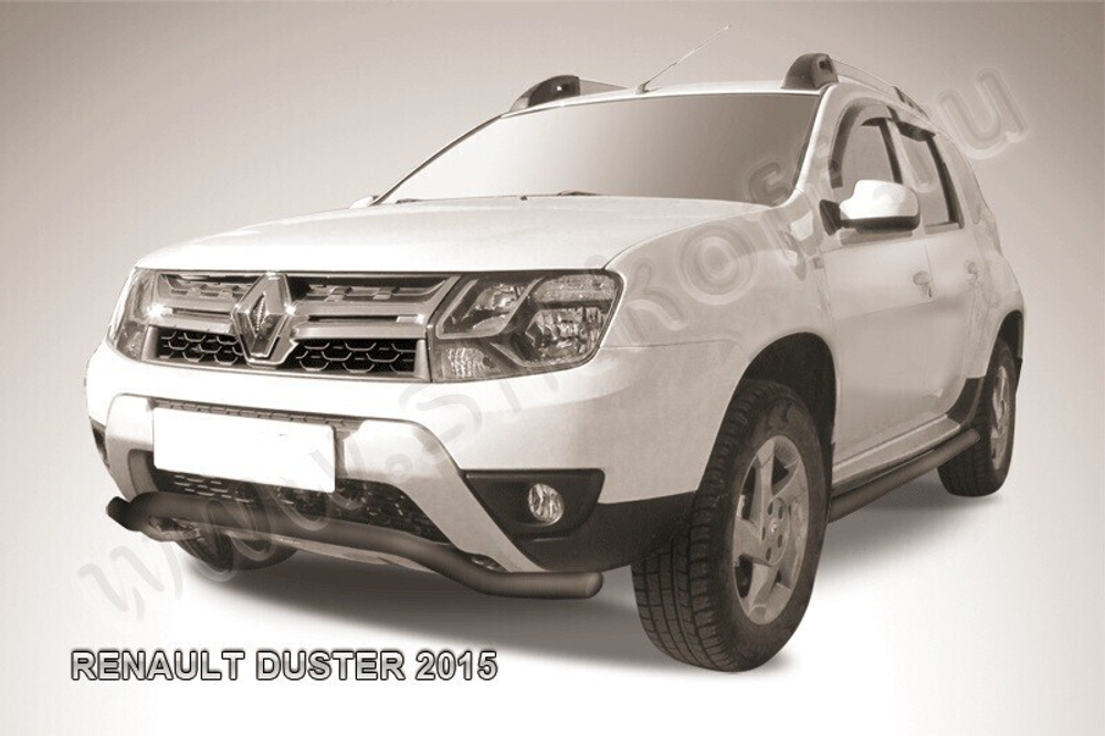 Защита переднего бампера Renault Duster (2015-2021) d57 волна черная
