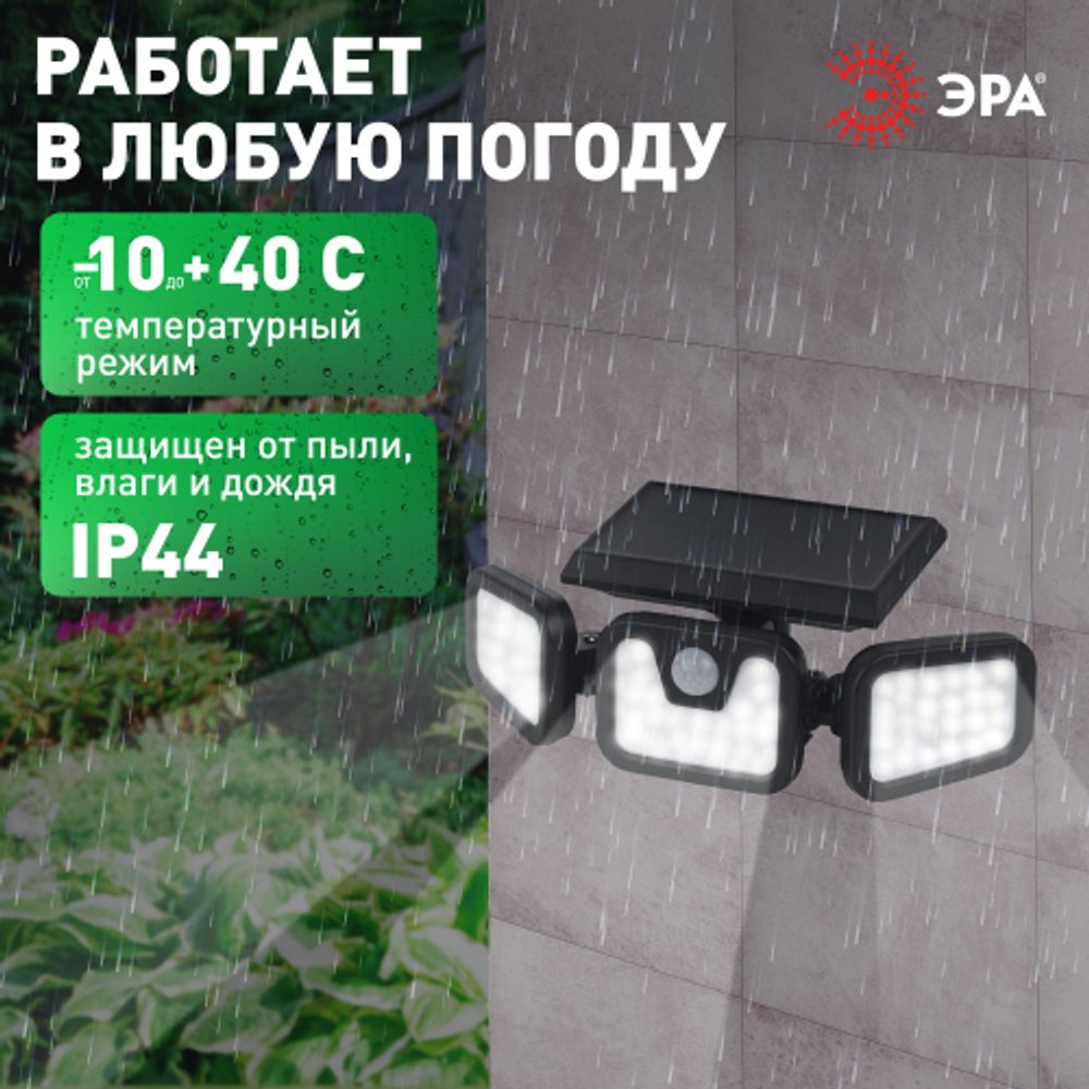 Светильник уличный ЭРА ERAFS012-05 на солнечной батарее настенный с датчиком движения | Садовые фасадные светильники