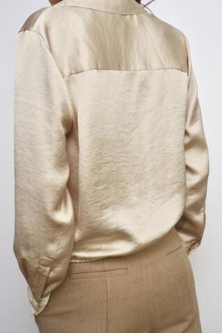 ZARA АТЛАСНАЯ РУБАШКА ZW WOMAN, ЭКРЮ