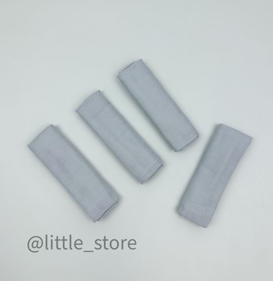 Комплект платочков муслиновых, Серо-голубой