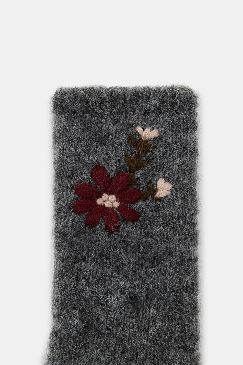 ZARA НОСКИ С ЦВЕТОЧНОЙ ВЫШИВКОЙ, СЕРЫЙ