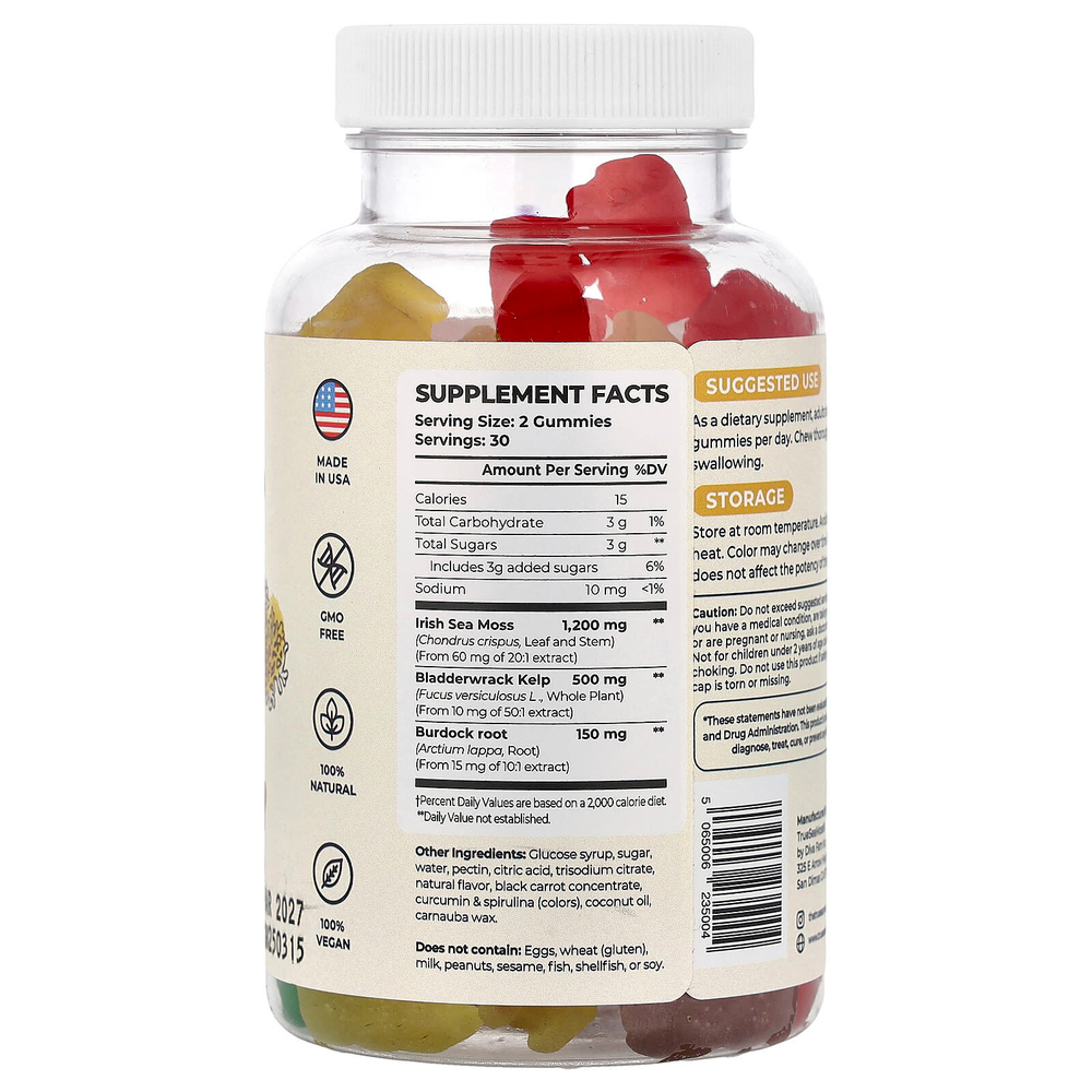 True Sea Moss, Жевательные мармеладки с морским мохом, 60 шт.