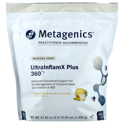 Metagenics, UltralnflamX Plus 360 °, медицинское питание, ананас и банан, 1350 г (47,62 унции)