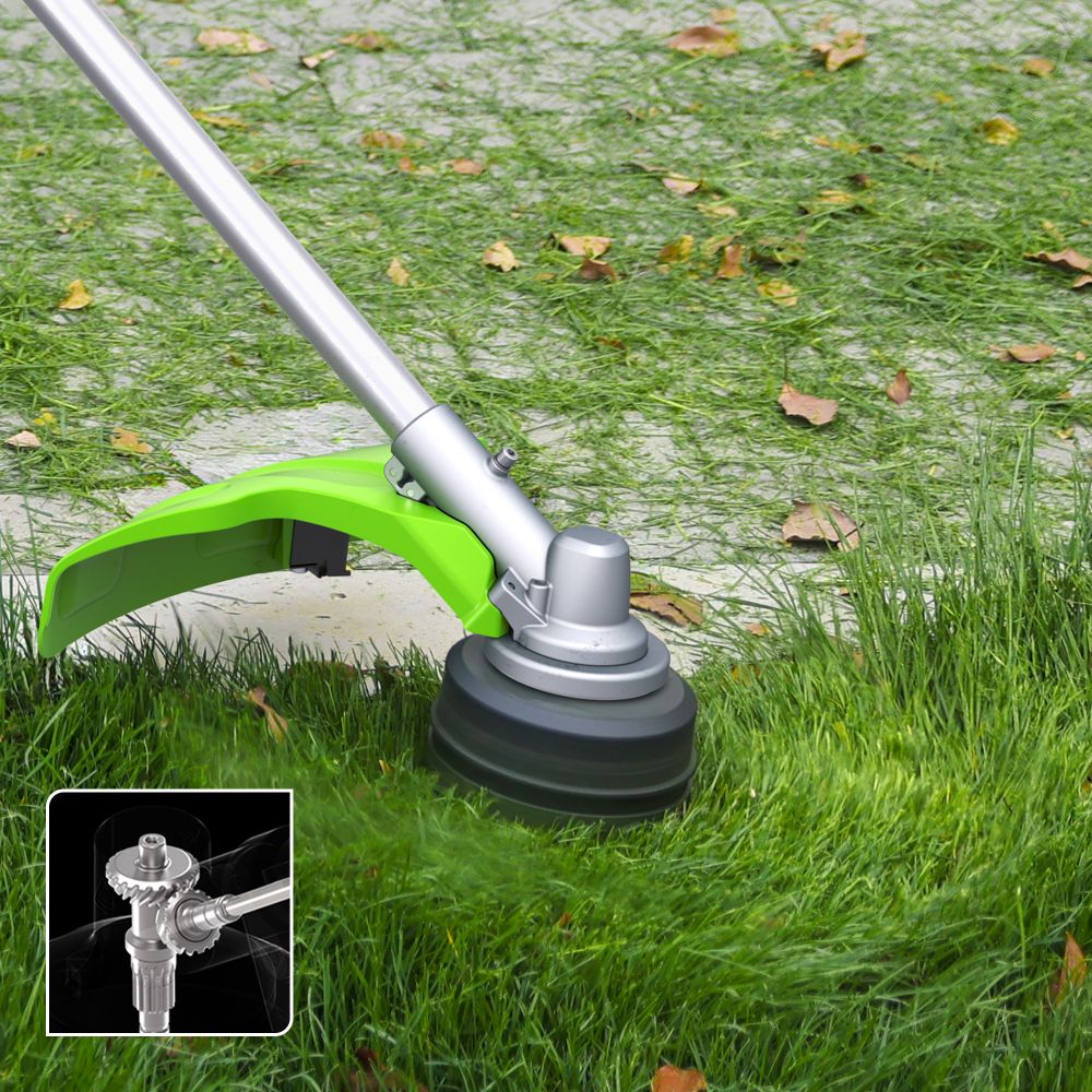 Триммер аккумуляторный Greenworks TB201H, Арт. 2112407UB, 82V, 2,0 кВт, 46 см, c трехлопастным ножом и кусторезом, бесщеточный, с АКБ 5Ач и ЗУ