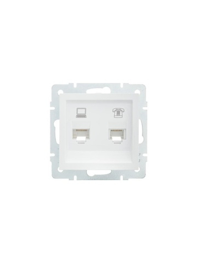 Розетка компьютерная + телефонная 1-м СП Vesna механизм бел. LEZARD 742-0288-143