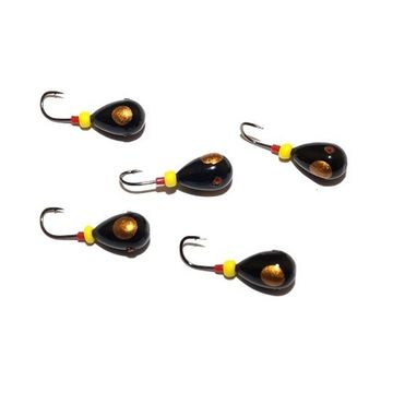 Мормышка свинцовая КАПЛЯ черная Золотая коронка с трубкой и бисером 3.5/2