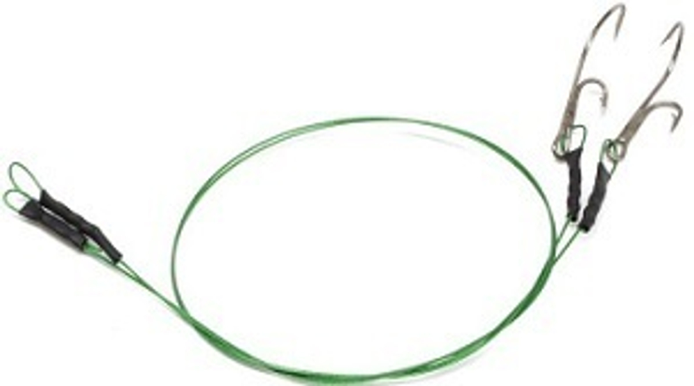 Поводок оснащ. стальной Namazu N-LS48-50DR2/0 1x7 Nylon Coated Green Тест 29кг 3шт d-0.48мм L-50см Двойник 4715 №2/0
