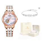 STARKING Ocean"s Heart Collection Automatic Mechanical Movement Ceramic Strap Watch Women"s Watch