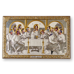 Тайная Вечеря, икона прямоугольная без рамки, лик открытый, красное дерево, эмаль 215х340