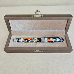 Ручка коллекционная  с ручной росписью Палех "Зимние забавы" в футляре