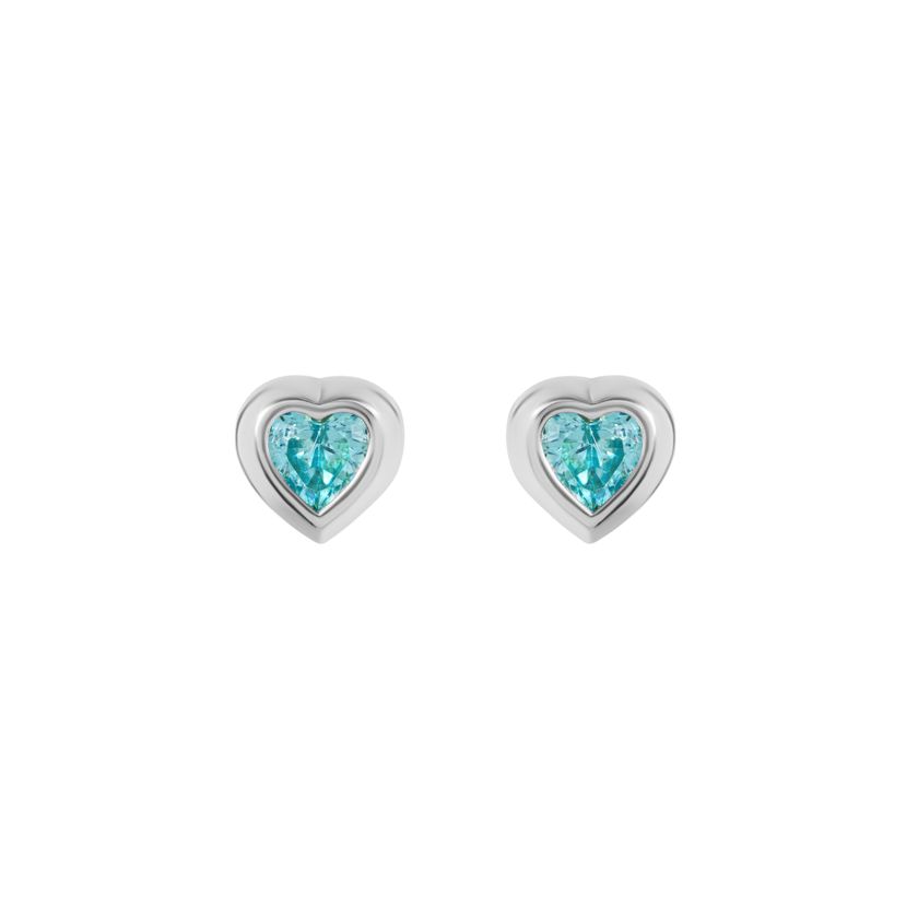 Серьги Серебряное Сердце с Камнем – Голубые