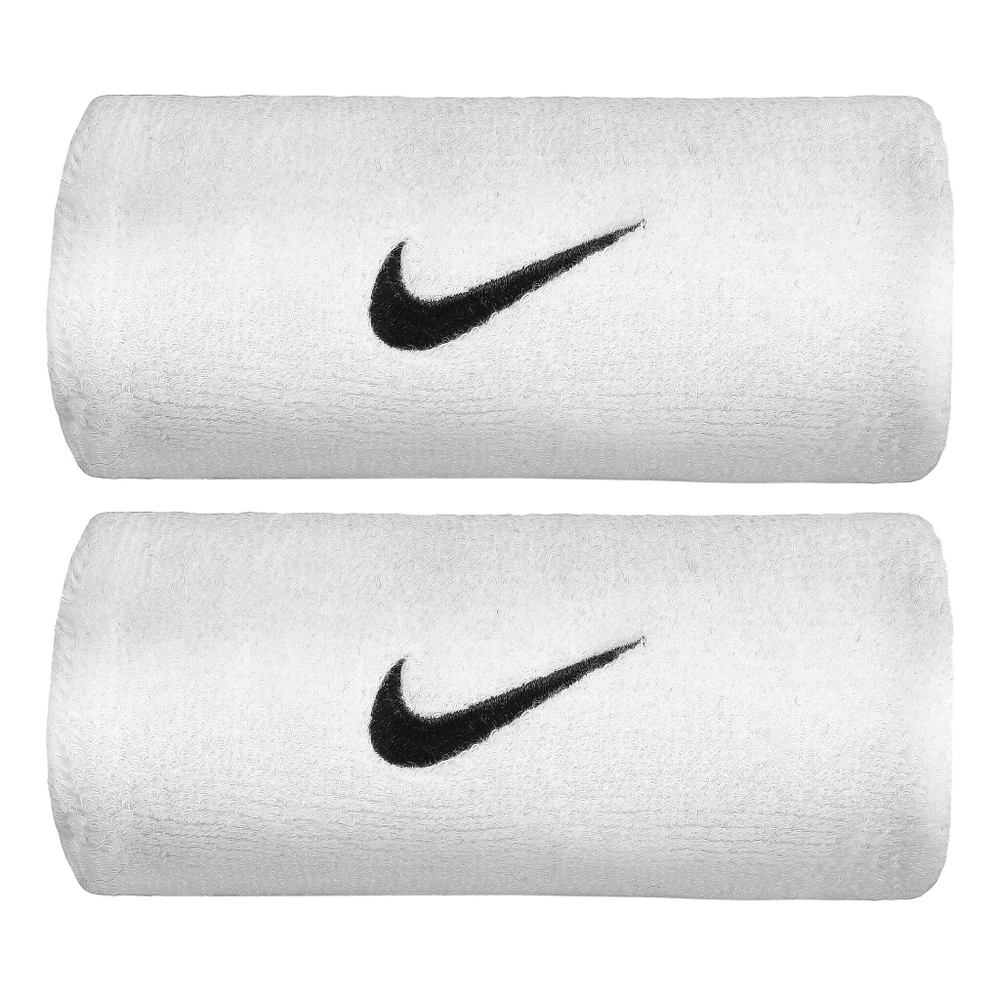Nike Swoosh Doublewide Wristband 2 Pack - White, Black