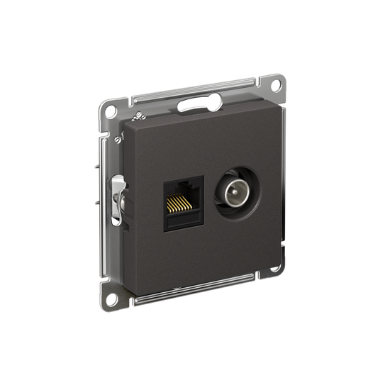 Розетка компьютерная + телевизионная 2-м СП AtlasDesign RJ45 кат.5E + TV механизм базальт SE ATN001489
