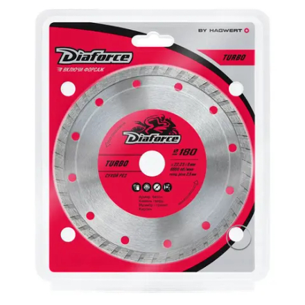 Диск алмазный TURBO 180х22,23х8х2,5 мм сухой рез DIAFORCE 501180