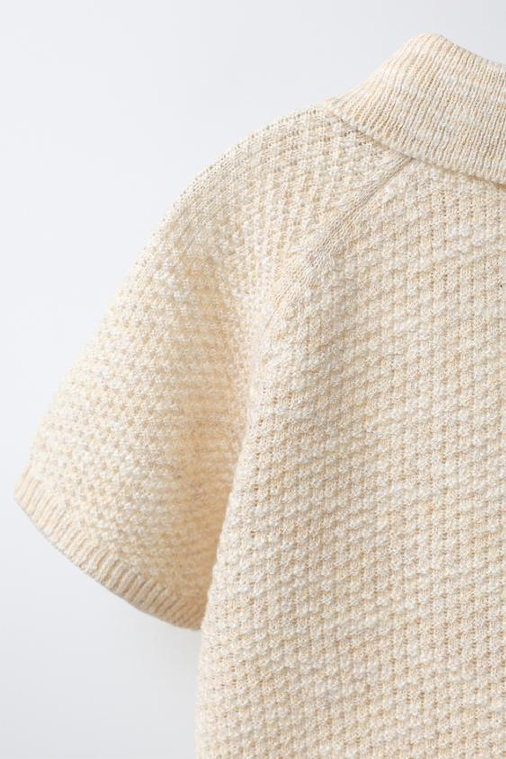 ZARA ТЕКСТУРНЫЙ СВИТЕР ПОЛО, СВЕТЛО-БЕЖЕВЫЙ