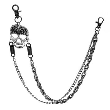 Цепь Hot! двойная черная с черепом (041)