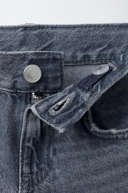 ZARA ДЖИНСЫ WIDE LEG С ЗАКЛЕПКАМИ, СЕРО-СИНИЙ