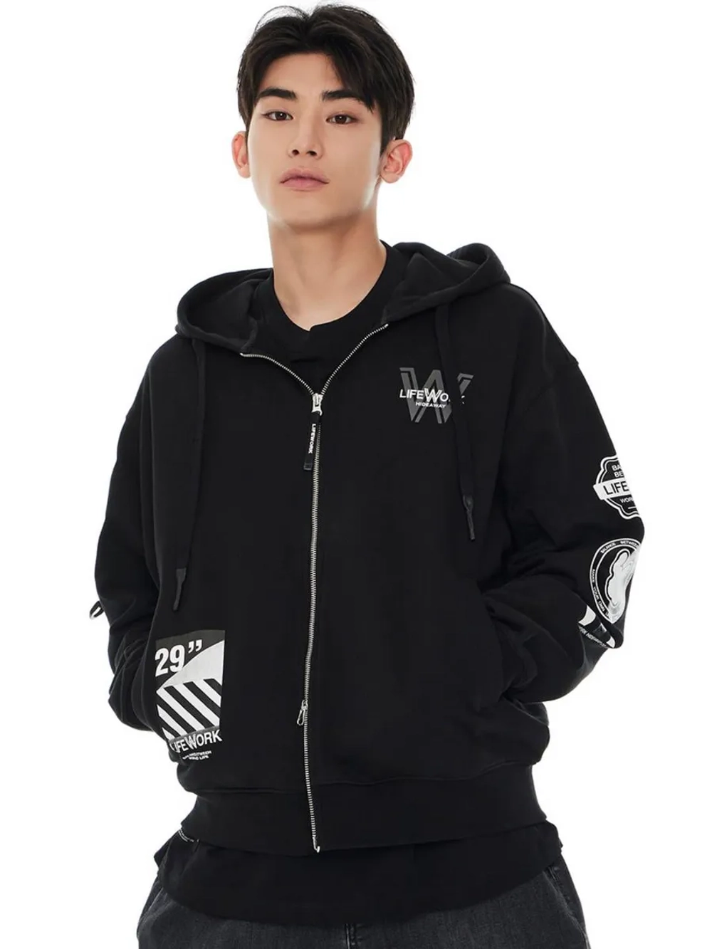 Худи на молнии с капюшоном с логотипом ladok на рукаве