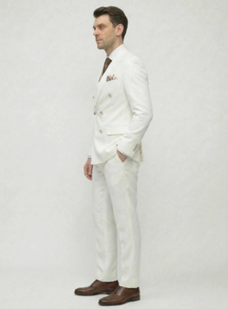 Мужской костюм двубортный (белый) А81