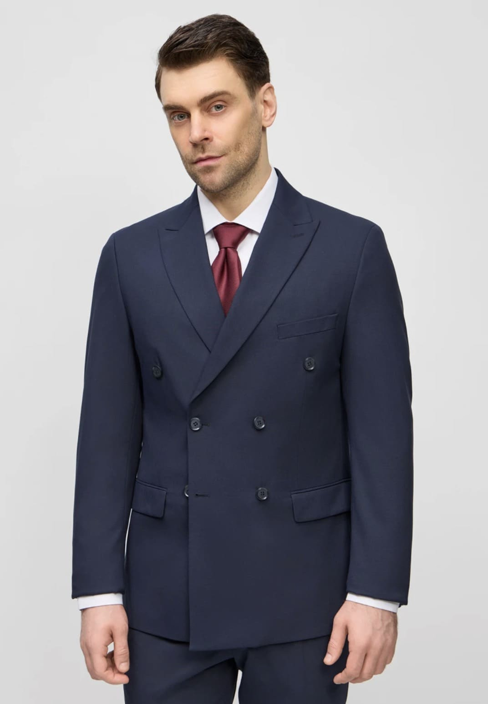 Мужской костюм двубортный (синий) В72