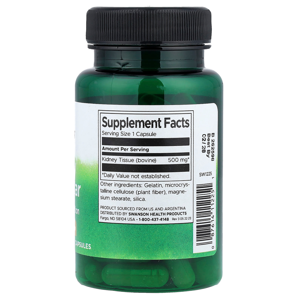 Swanson Vitamins, Почечные железы, 500 мг, 60 капсул