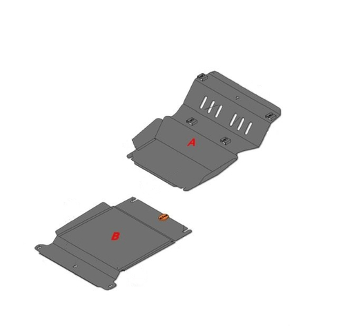 Защита ALFeco картера двигателя и кпп для Ford Ranger II 2006-2011, V-все/Mazda Pickup BT - 50 2006-2011, V-все, 2 части (сталь 2 мм) арт.ALF0713-0714st