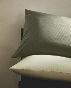 ZARA HOME ХЛОПКОВАЯ НАВОЛОЧКА В ПОЛОСКУ, ЗЕЛЕНЫЙ