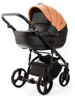 Детская коляска Adamex Lanti Deluxe 2 в 1 LN-SD109 (КАРАМЕЛЬ.КОЖА + ЧЕРН. КОЖА)