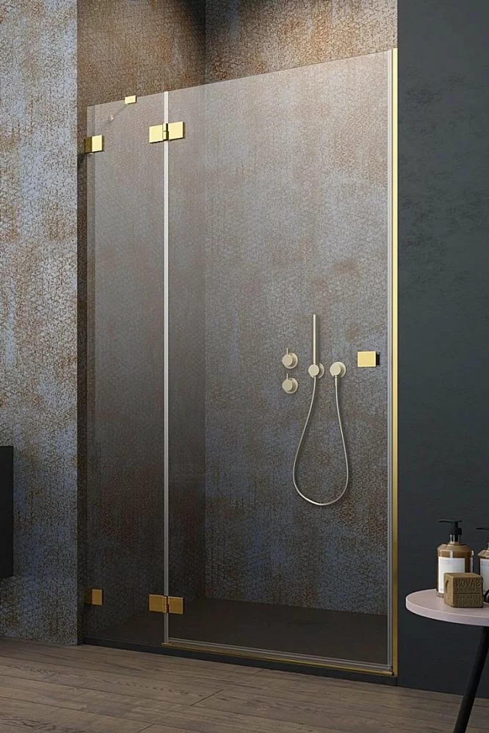 Душевая дверь Radaway Essenza Pro Gold DWJ 120 стекло прозрачное/профиль золото