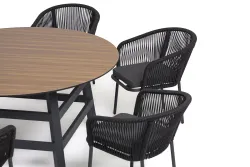 "Рио" обеденная группа на 6 персон, стол HPL "дуб", цвет темно-серый