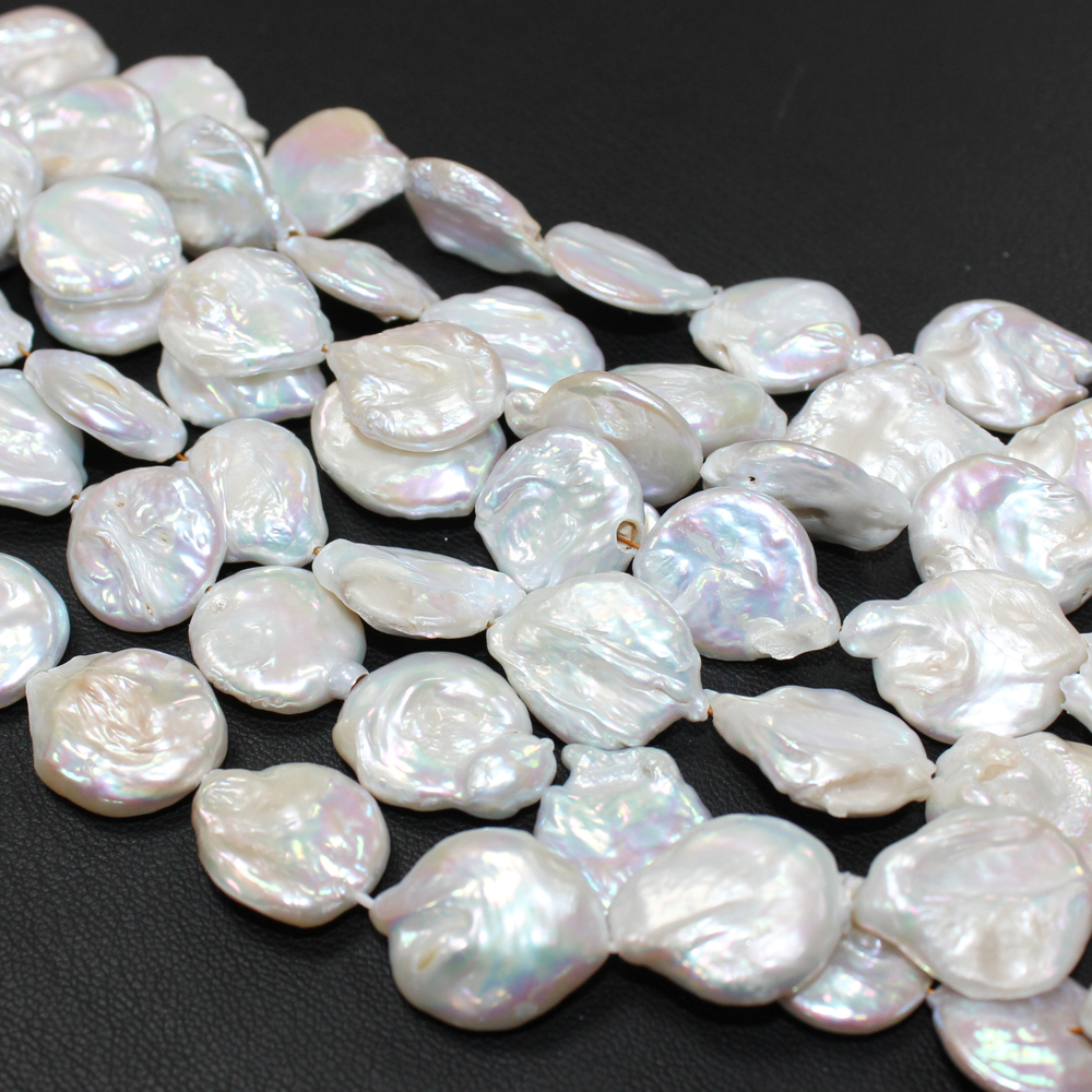 Жемчуг плоский бусины 17-18мм