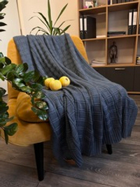 Вязаный плед "Квадраты" 110х170см (темно-серый)