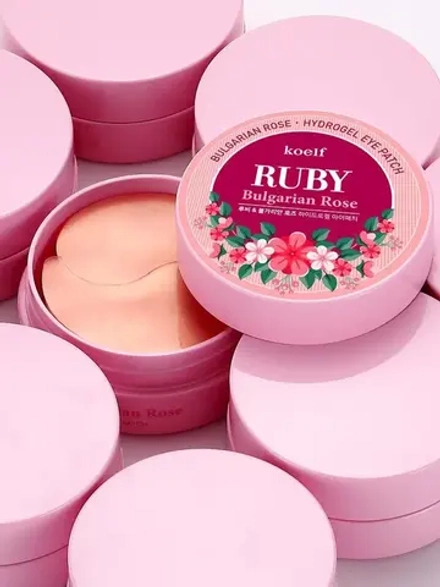 KOELF - ПАТЧИ ГИДРОГЕЛЕВЫЕ ДЛЯ ГЛАЗ С РУБИНОВОЙ ПУДРОЙ И РОЗОЙ RUBY BULGARIAN ROSE EYE PATCH, 60 ШТ.