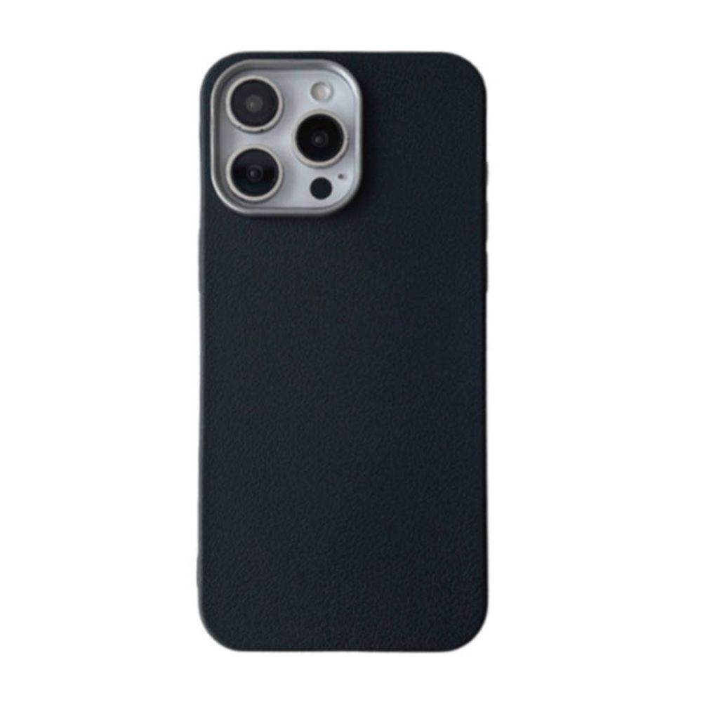 Чехол пластиковый для iPhone 16 Pro Max Черный, имитация кожи