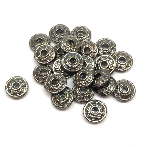 Бусины - спейсеры "Монетка" 7х3 мм (20 шт), под черный металл